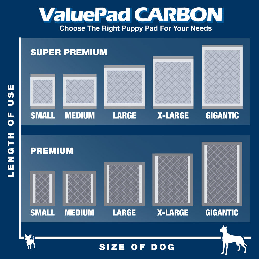 ValuePad Plus Carbon Puppy Pads, Small 17x24 Inch, 300 Count - Premium Pee Pads for Dogs, Activated Charcoal Odor Control, Super Absorbent Polymer Gel Core, 5-Layer Design 