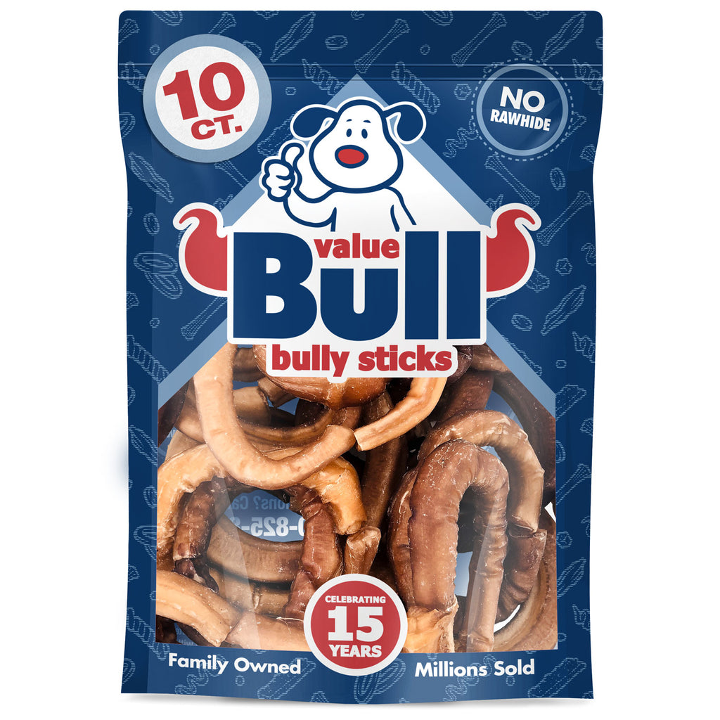 USA Bully Stick Rings for Dogs, 3-4 Inch, Odor Free, 10 Count - All Natural Dog Treats, 100% USA Beef Pizzles, Single Ingredient Rawhide Alternative 